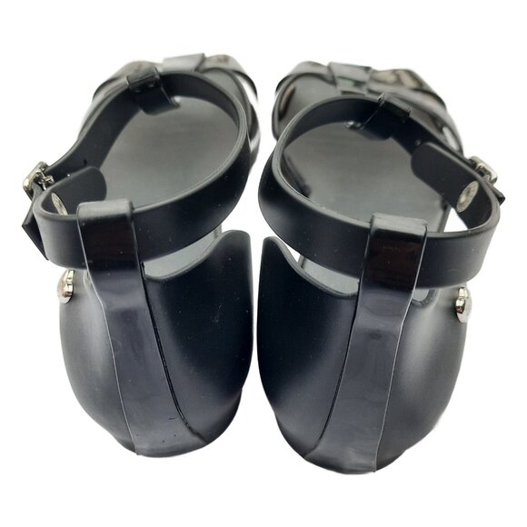 Mel By Melissa Black Jelly Sandals US 8 Ankle T Strap Flats EUR 39 - Picture 6 of 8